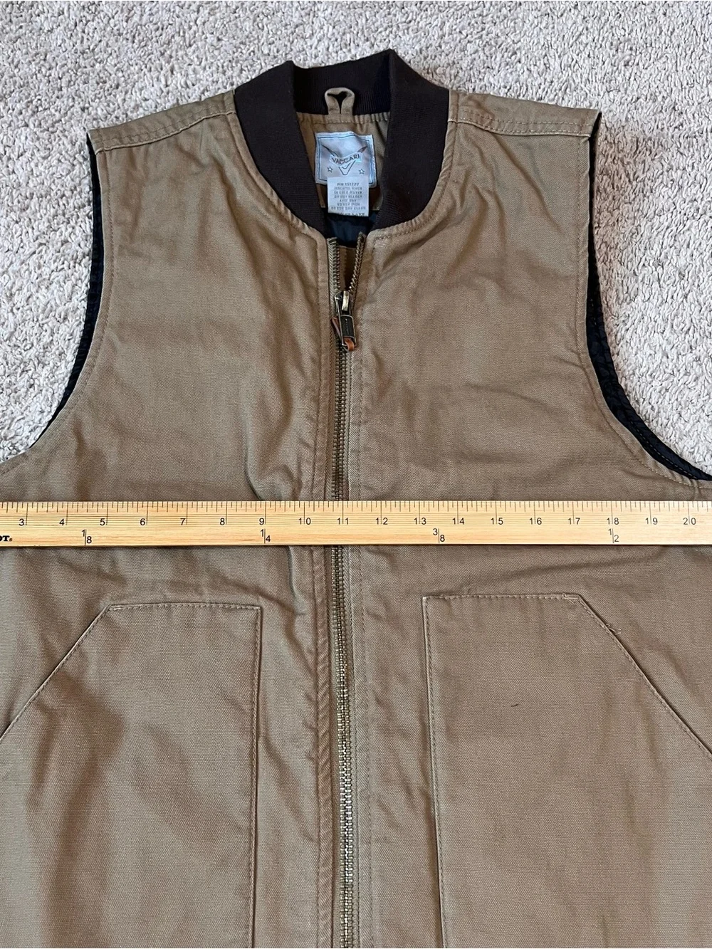 Vaccari Quilted Lined Brown Work Vest Medium